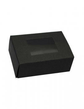 Faltschachtel schwarz mit Sichtfenster, z.B. für Seife, 80x55x30mm